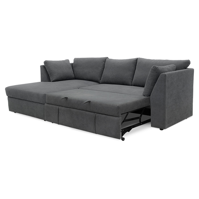 Sala Esquinera B/izq C/sofa Cama Tela Gris Oxford Praxu | Sofá Cama y Futones | salas